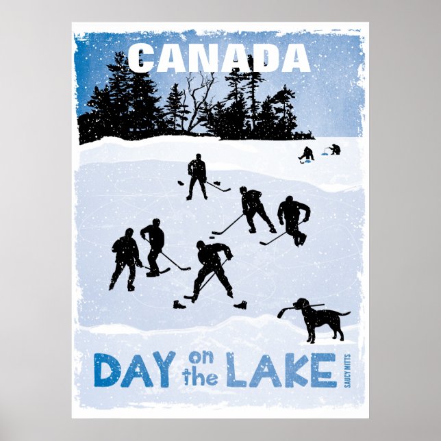 Póster Día del hockey sobre el lago Pond en Canadá (Frente)