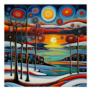 Póster Día del invierno al atardecer 12