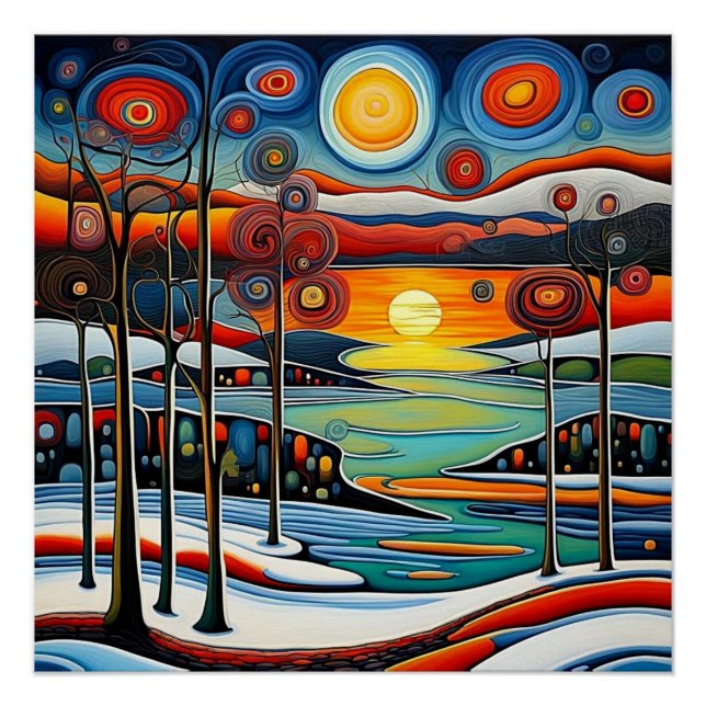Póster Día del invierno al atardecer 12 (Anverso)