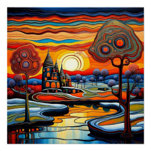 Póster Día del invierno al atardecer 14