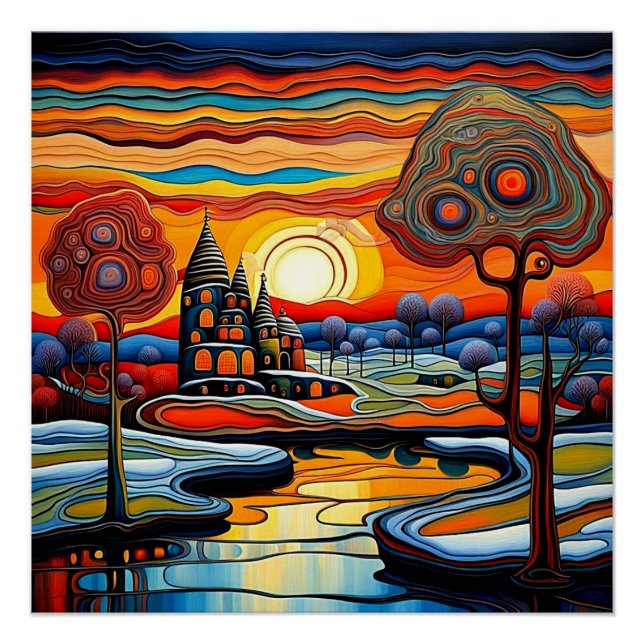 Póster Día del invierno al atardecer 14 (Anverso)