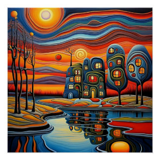 Póster Día del invierno al atardecer 9