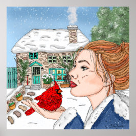 Póster Día del Invierno dibujado por la mano