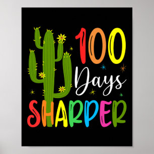 Póster Día Del Maestro Escolar - 100 Días De Cactus Más A