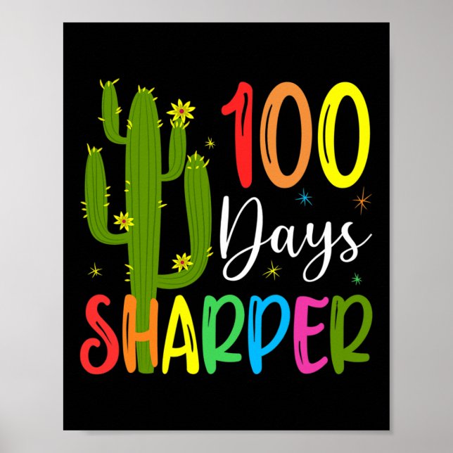 Póster Día Del Maestro Escolar - 100 Días De Cactus Más A (Frente)