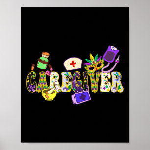 Póster Día del Mardi Gras Cuidador Nueva Orleans Enfermer
