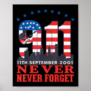 Póster Día del Memorial Nunca Olvidar 11 de Septiembre de