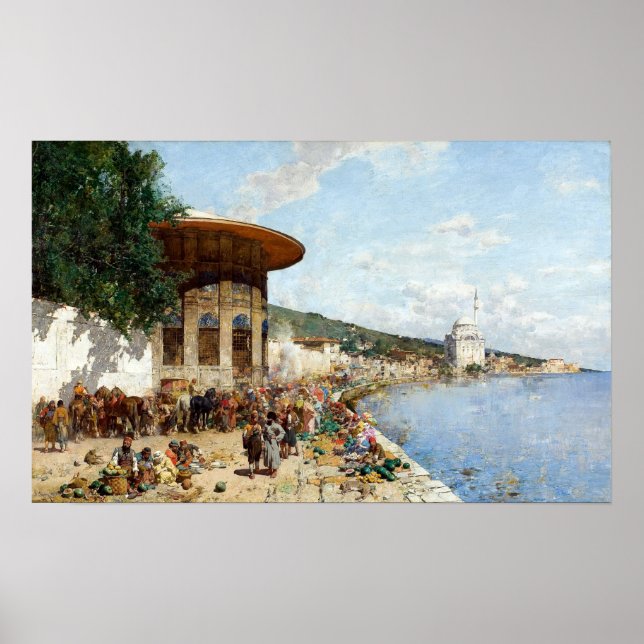 Póster Día del Mercado Alberto Pasini en Constantinopla (Frente)