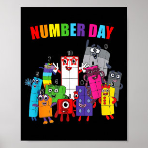 Póster Día del número colorido números matemáticos educat