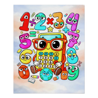 Póster Día del Número Diseño Matemático Calculadora Lindo