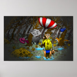 Póster Día del Otoño con lluvias y viento