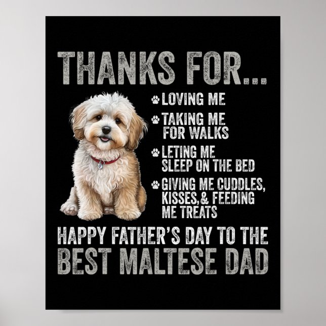 Póster Día Del Padre Al Mejor Papá Maltés - Perro Maltés (Frente)