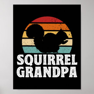 Póster Día del Padre Ardilla Divertida Abuelo