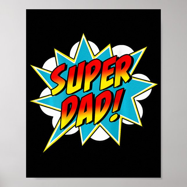 Póster Día del Padre de Superhéroe de historietas de papá (Frente)