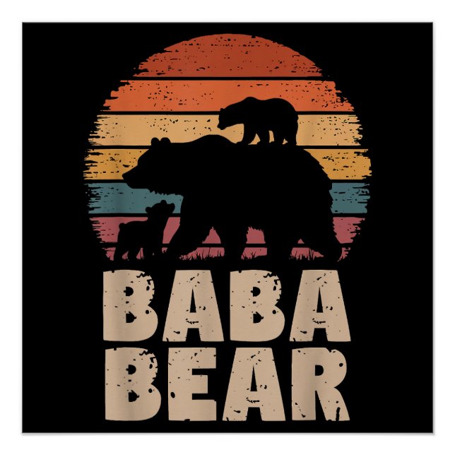 Póster Día del padre gracioso retro de oso beba (Anverso)
