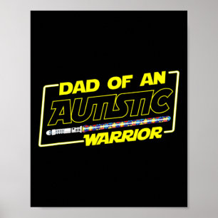 Póster Día del Padre Guerrero del Autismo Conciencia Papá