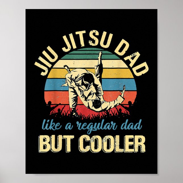 Póster Día del Padre Jiu Jitsu Papá Entrenando a la vieja (Frente)