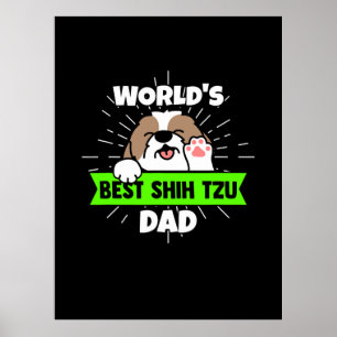 Póster Día del padre   Mejor papá de perro chií tuzú del 