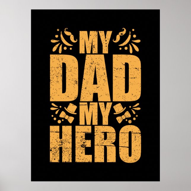 Póster Día del padre mi papá mi héroe (Frente)