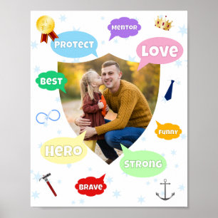 Póster Día del Padre Nubes de palabras Mejor Papá Padre