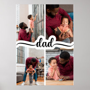 Póster Día del Padre personalizado 4 Collage de fotos