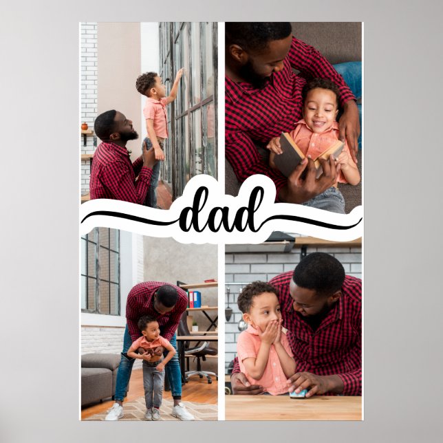 Póster Día del Padre personalizado 4 Collage de fotos (Frente)