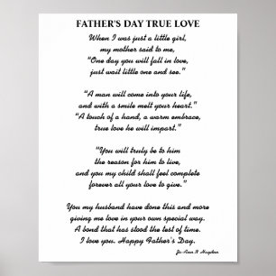 Póster DÍA DEL PADRE VERDADERO VERDADERO poema DE AMOR