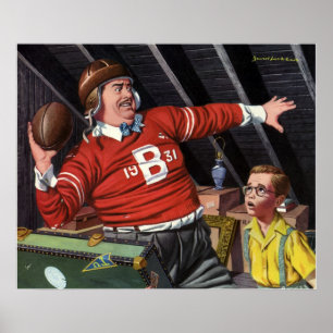 Póster Día del Padre Vintage, Deportes Papá e Hijo Fútbol