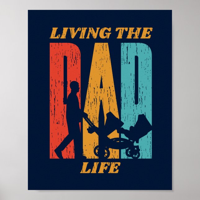 Póster Día del Padre Viviendo la Vida del Padre Retro (Frente)