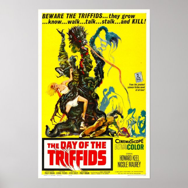 Póster Día del Poster de películas antiguas de Triffids (Frente)