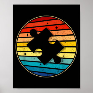 Póster Día del rompecabezas vintage 70s 80s de concientiz