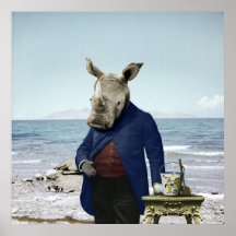 Día del Sr. Rhino en el Poster de playa