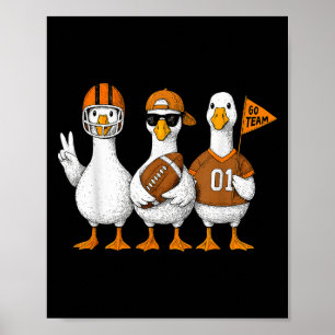 Póster Día divertido de fútbol de otoño de pato ganso ton
