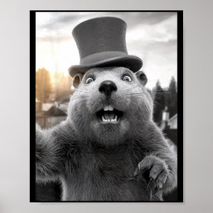 Póster Día Divertido de la Marmota Día de la Marmota Marm