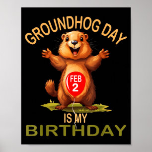 Póster Día divertido de la marmota es mi cumpleaños, lind