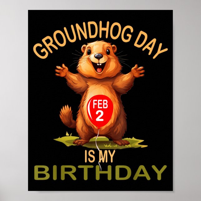 Póster Día divertido de la marmota es mi cumpleaños, lind (Frente)