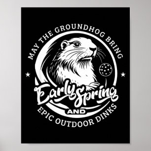 Póster Día divertido de las marmotas Primavera temprana p