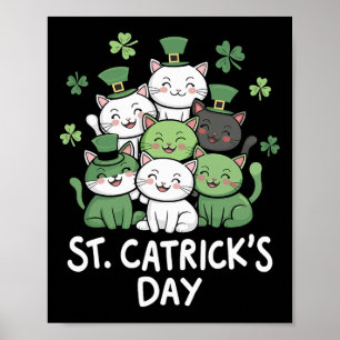 Póster Día divertido de San Patricio de Catricks Gatos Dí