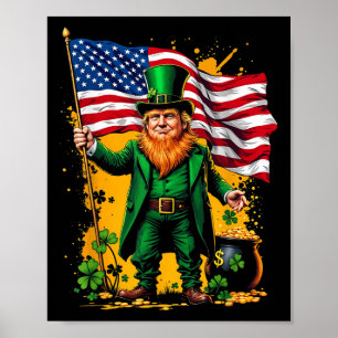 Póster Día divertido de San Patricio de Trump 45 47 Usa
