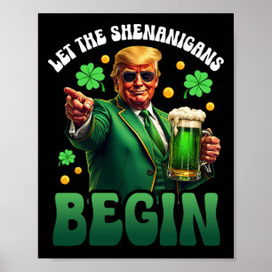 Póster Día divertido de San Patricio Trump deja que comie