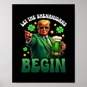 Póster Día divertido de San Patricio Trump deja que comie