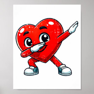 Póster Día divertido de San Valentín Corazón Dabbing Aman