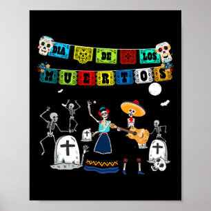 Póster Día divertido del esqueleto del Día de Muertos - D