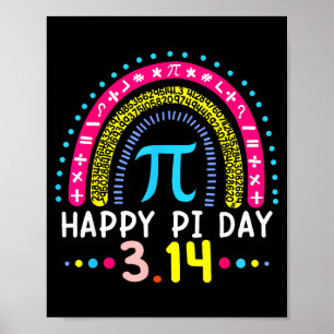 Póster Día feliz arcoíris 3.14 número profesora de matemá