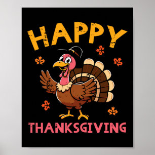 Póster Día Feliz de Acción de Gracias Pavo Otoño Hombres
