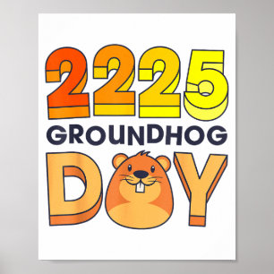 Póster Día Feliz de la Marmota 2 de febrero de 2025 Hombr