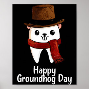 Póster Día Feliz de la Marmota Dental Istant Phils Fiesta