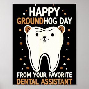 Póster Día Feliz de la Marmota Dental Istant Phils Fiesta