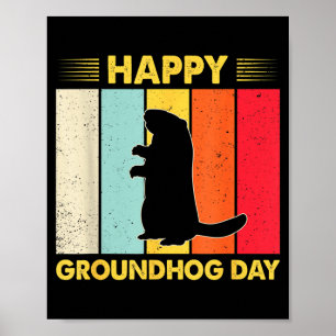 Póster Día Feliz de la Marmota Divertido Amante de Roedor