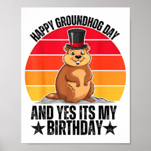 Póster Día Feliz de la Marmota y Sí es mi Cumpleaños Dive